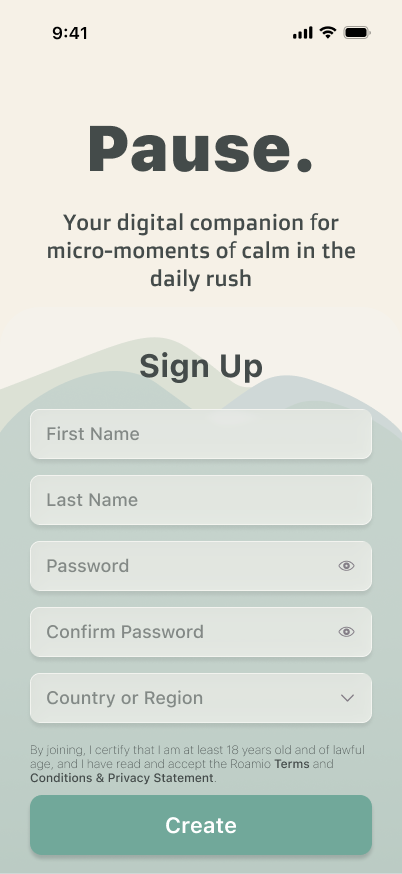 Signup page