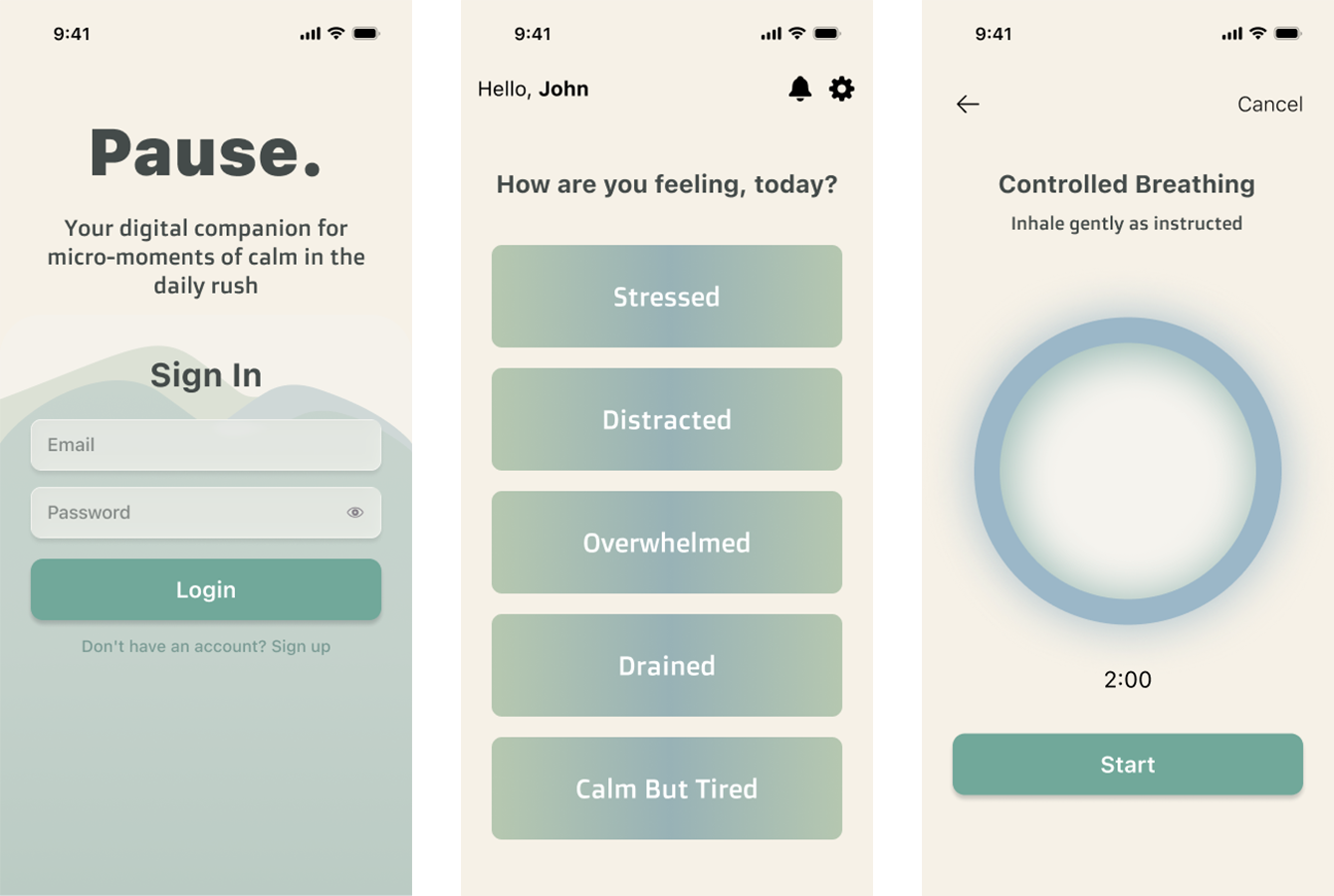 Pause wellness application