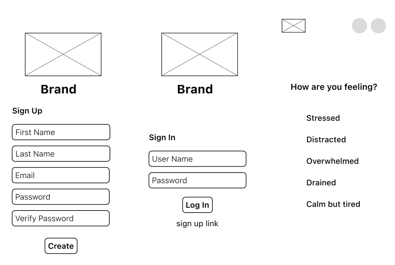 Pause screen wireframes