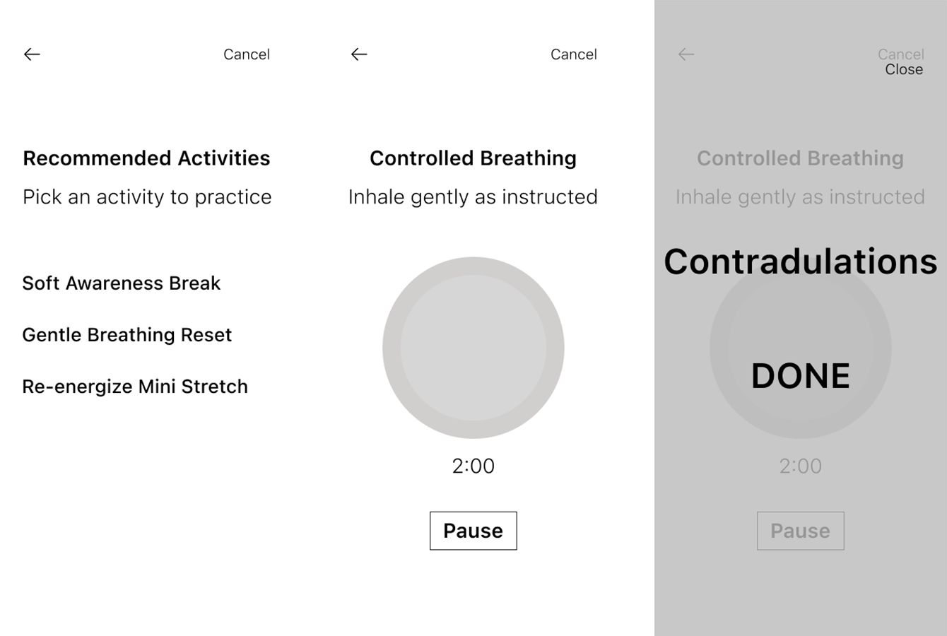 Pause activity rireframes