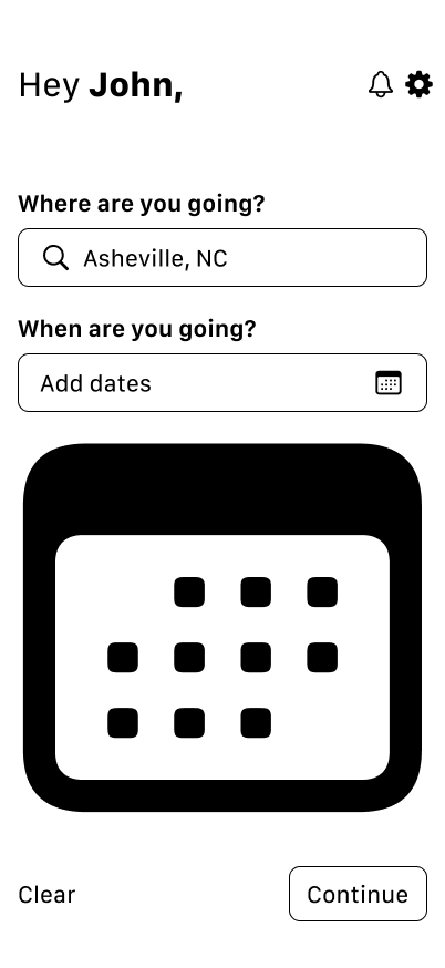 Destination page wireframe