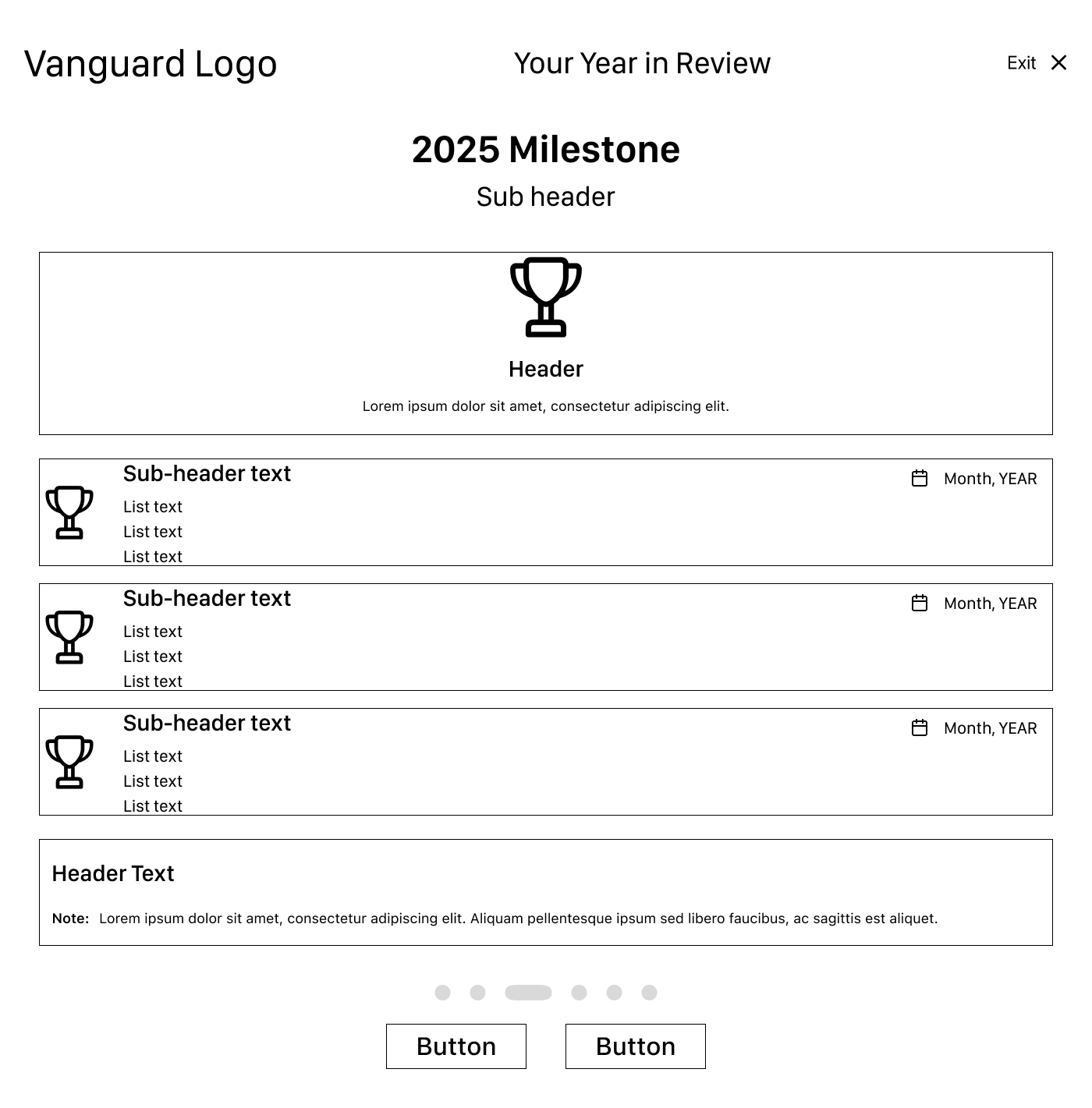 Milestone page wireframe