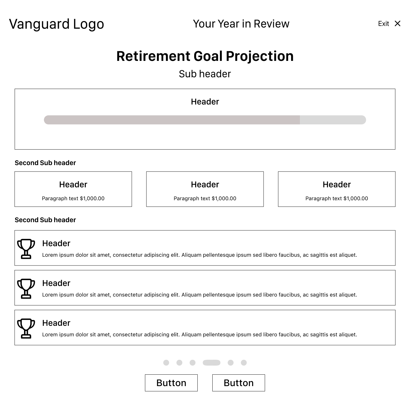 Projection page wireframe