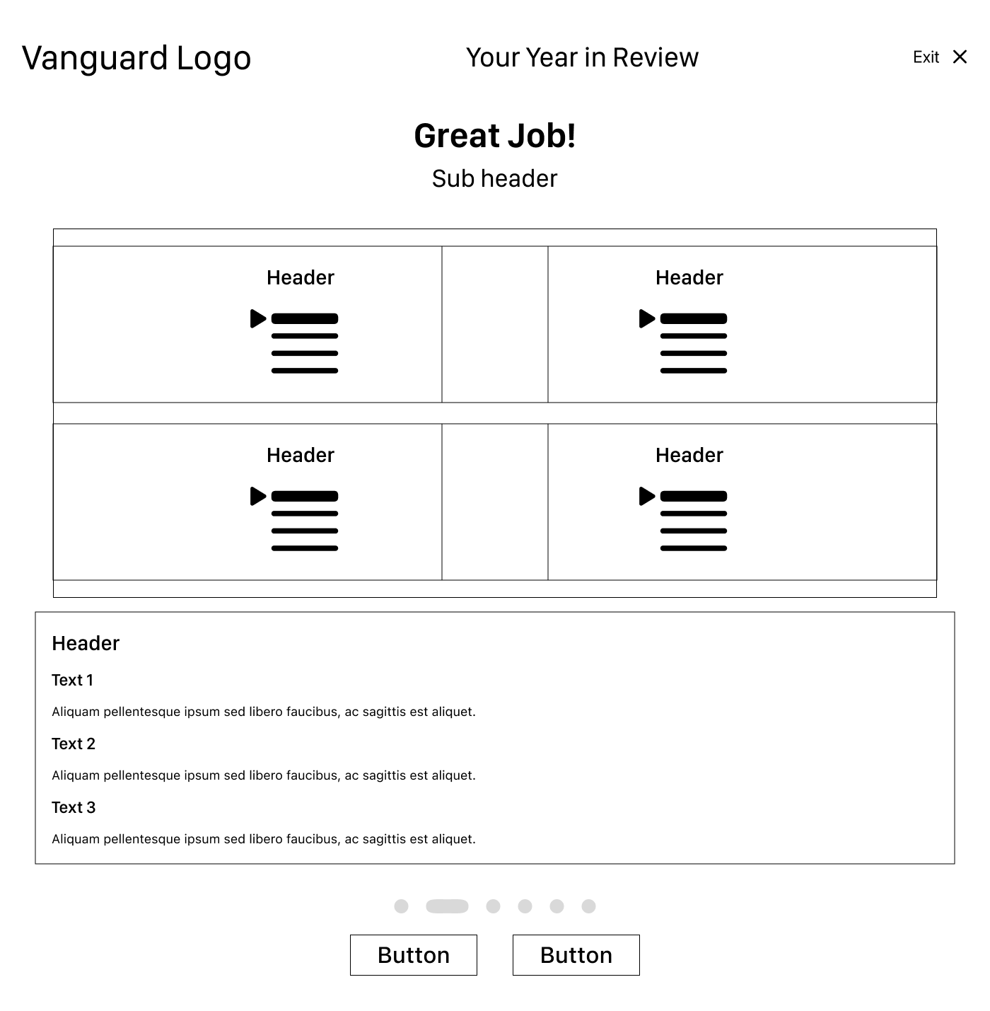 Recap page wireframe